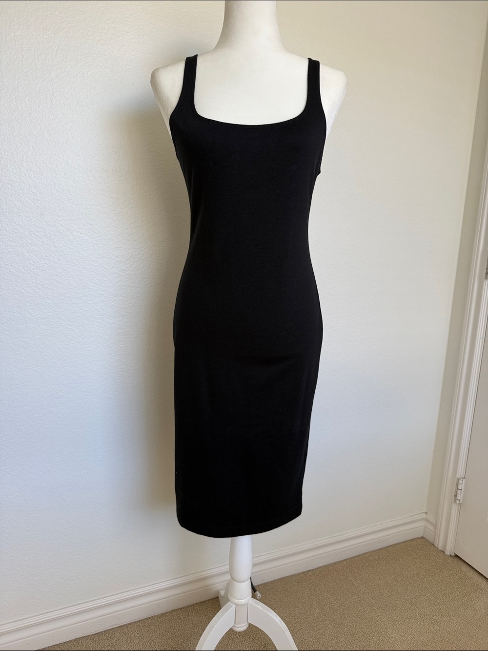Zara Black Scoop Neck Tank Midi Dress